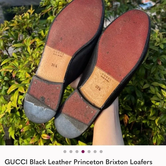GUCCI Black Leather Princeton Brixton Loafers Mules Bit loafers Sz. 38.5 - Picture 4 of 6